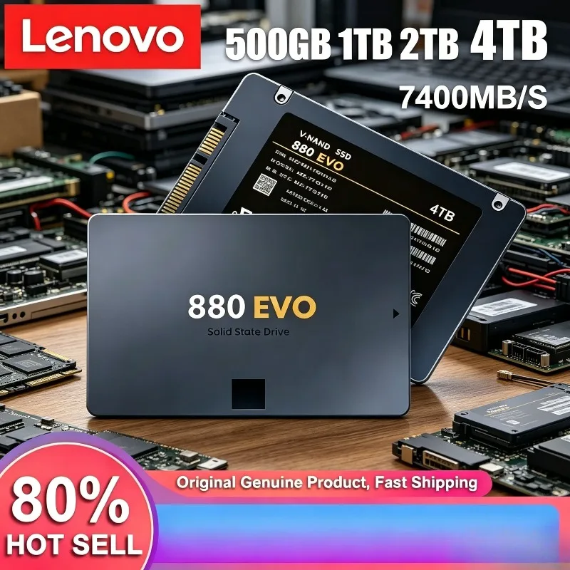 

Внешний жесткий диск Lenovo 880EVO с интерфейсом SATA3, портативный твердотельный накопитель для внутреннего жесткого диска ноутбука, 4 ТБ