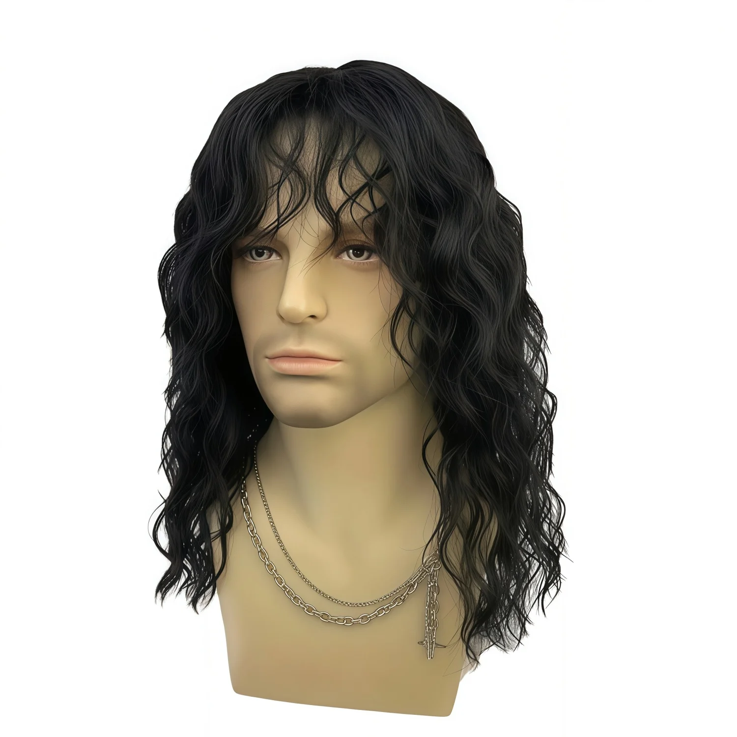 1 Piece of Men's Rock and Punk Synthetic Wig from the 70s and 80s,Featuring Heat-Resistant Long Curls Carnival,St. Patrick's Day image 5