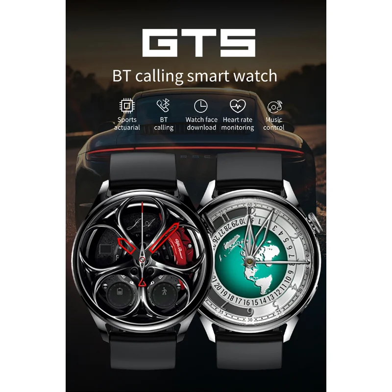 2023 New GT5 Smart watch Sports Fitness Bluetooth Call Music Heart Rate Blood Pressure Blood Oxygen Weather Reminder Smartwatch