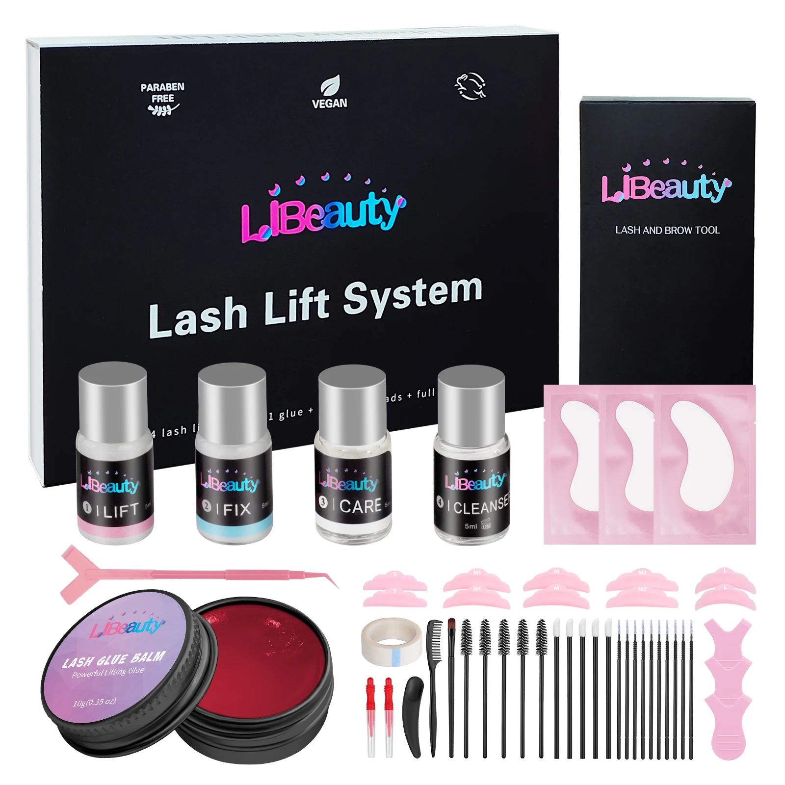 Libeauty-プロのまつげリフトキット,まつげパーマキット,半永久的な眉毛,カーリングメイクツール,黒染料,美容院