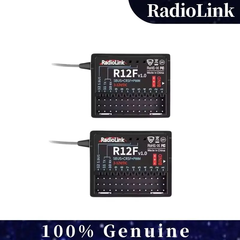

Radiolink R12F 12-канальный приемник дальнего действия 2,4 ГГц с телеметрией напряжения для моделей RC Crawler, Drift Car и FPV