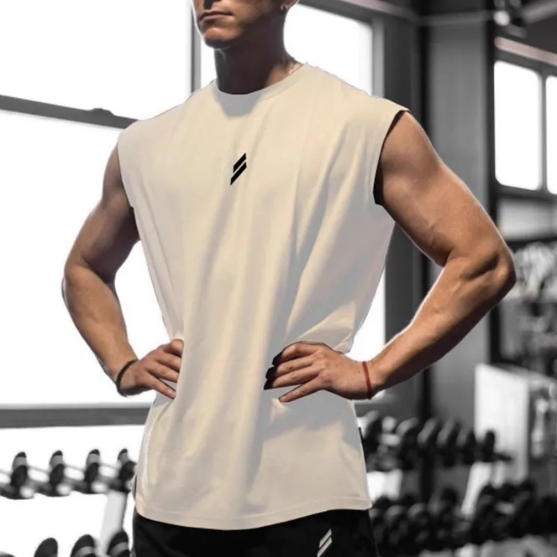 Summer broad shoulder Mens Gym Tank top Fitness Sleeveless Shirt Male Breathable Fitness Sports men Undershirt Running Vest Men