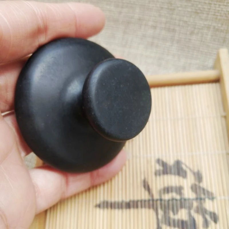 1 Black Raw Stone Oil Massage Mushroom Shaped Spa Energy Stone for Body Facial Massage Stone Shaving Back Massager