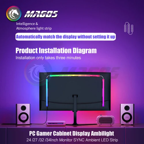 Imagen 2 del producto Skydimo-luces Ambilight para PC, tira RGB ambiental para Gamer, pantalla de ordenador de escritorio, AURA LED, 5V, USB, Control de Software