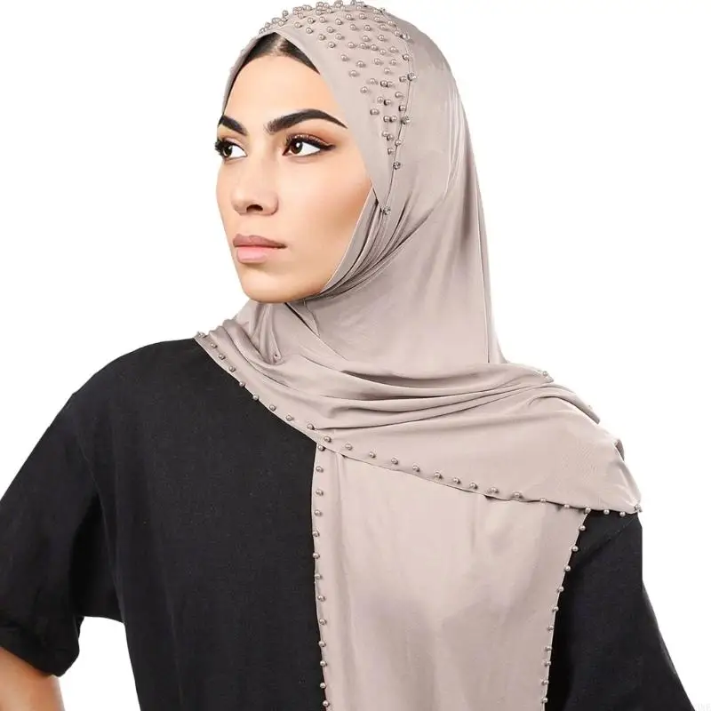 Y3NE Thiết thực Dễ dàng Chăm sóc Mũ trùm khăn Turban tiết đính cườm Thích hợp cho sự kiện vũ hội có phong cách sống bận rộn