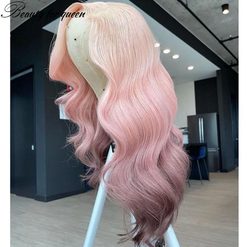 Mode & Schönheit HD Farbige Rosa und Braune Aliexpress Online-Shopping Echthaar-Perücken 100% Echthaar 180% Dichte High HD