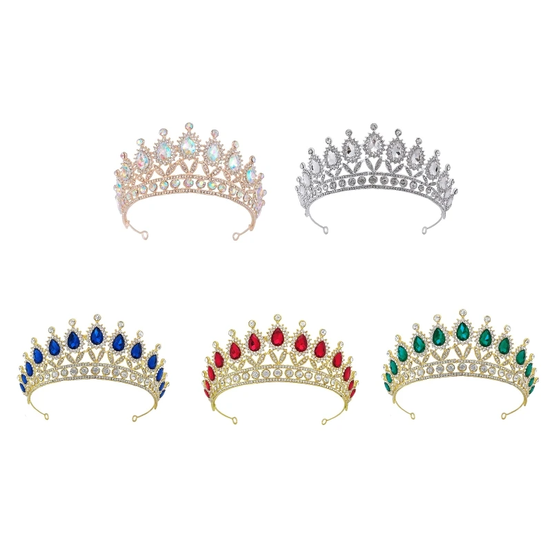 

Vintage for Rhinestone Crystal Gold Queen Tiaras for Wedding Princess Crow 3XUA