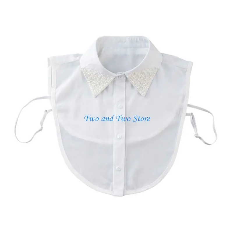 HX6F Detachable Lapel Collar False Elaborate Girls Collar Accessory Jeweled Collar Graceful Art Decorative False Shawl