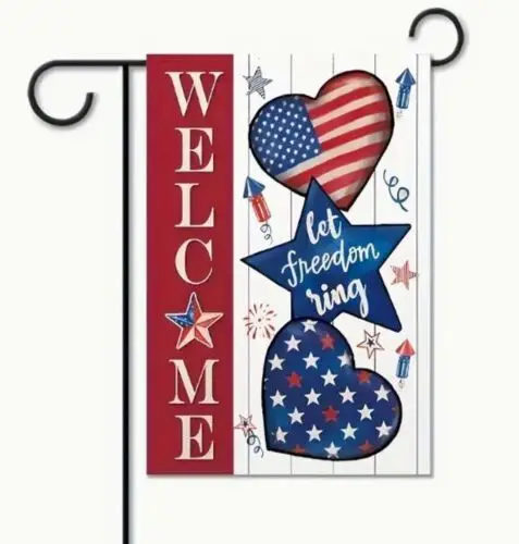 Welcome Garden Flag 12x18in Let Freedom Ring Patriotic Double sided NEW