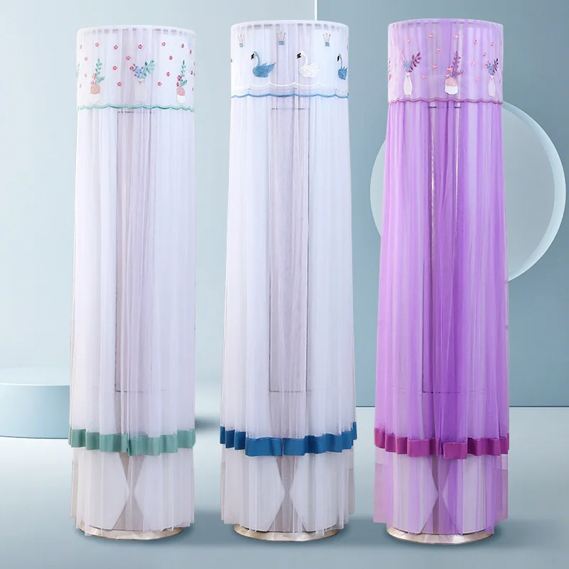 Cylindrical Air Conditioning Dust Cover Polyester Air Conditioner Protective Cover Embroidery Lace Dust-proof Covers Home Decor