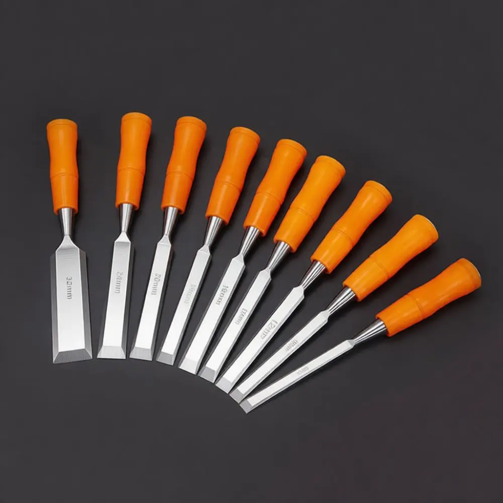 High Carbon Steel Wood Chisel Through Tang Ergonomic Plastic Handle Carpentry Carver Professional Woodworking Manual Tools
