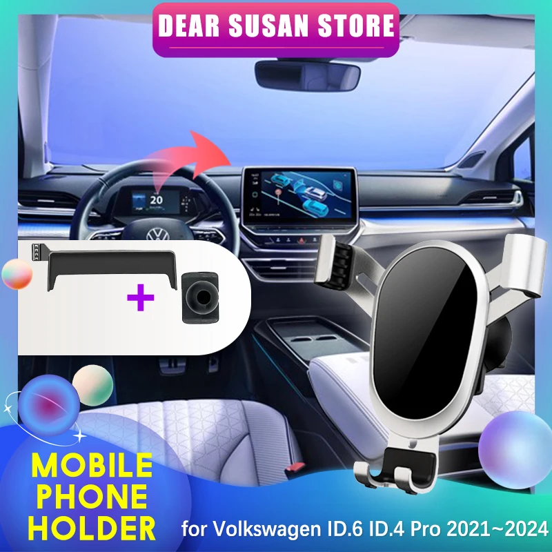 Car Mobile Phone Holder for Volkswagen VW ID6 ID.6 ID4 ID.4 Pro 2021~2024 GPS Air Vent Clip Tray Stand Support Accessorie iPhone