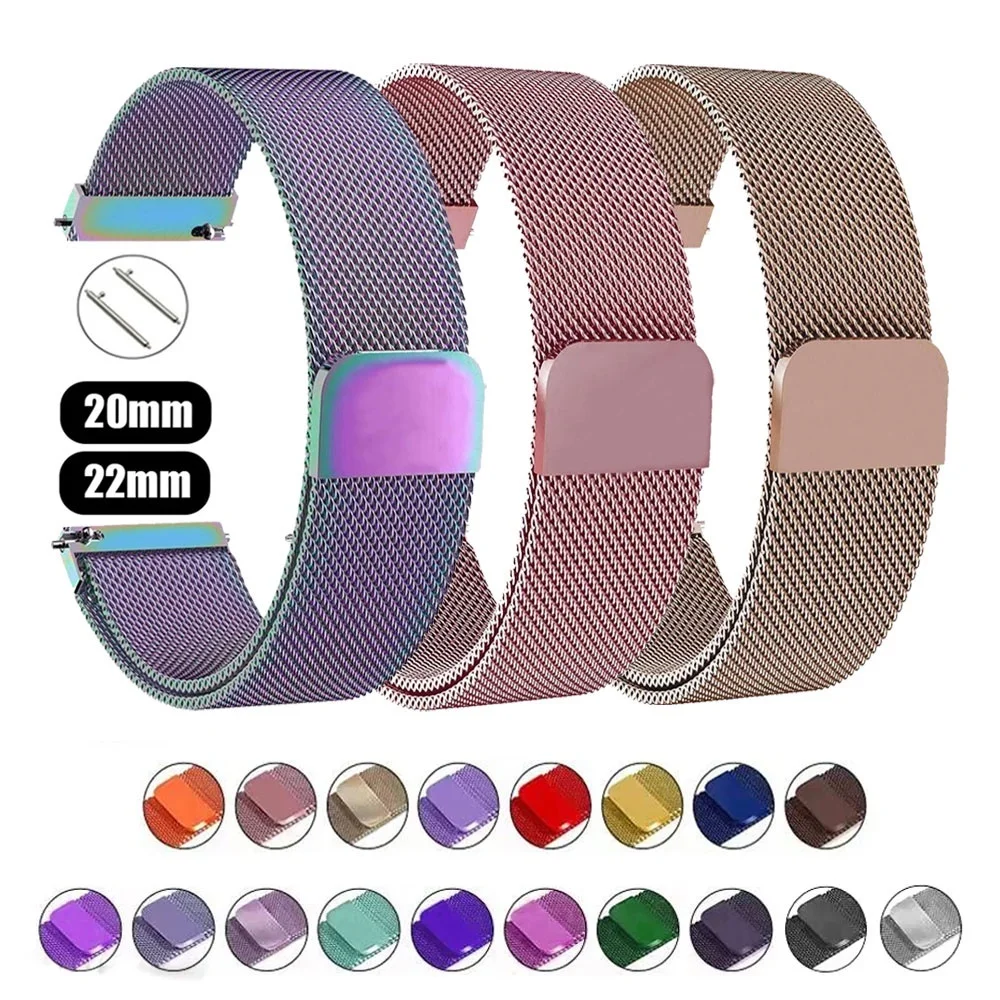 Edelstahl-Milanese-Armband mit Magnetverschluss, 41/45/49 mm, 20 mm/22 mm, Ersatzarmband, geeignet für Smartwatches.