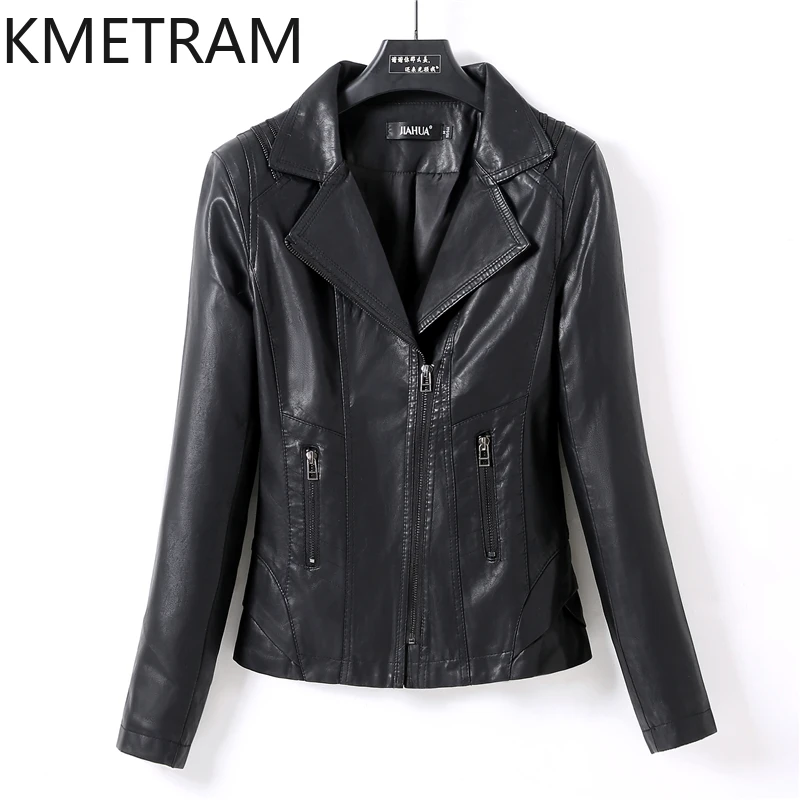 KMETRAM-Chaqueta de piel de oveja Natural para Mujer, abrigos cortos para motocicleta, chaquetas versátiles para primavera y otoño