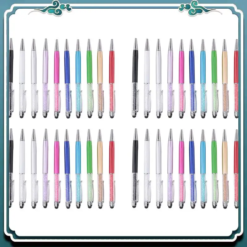 سهلة الاستخدام 40 قطعة قلم حبر جاف كريستال السائبة لامعة 2 في 1 سليم كريستال الماس شاشة القلم الأسود حبر جل حبر جاف بريق القلم