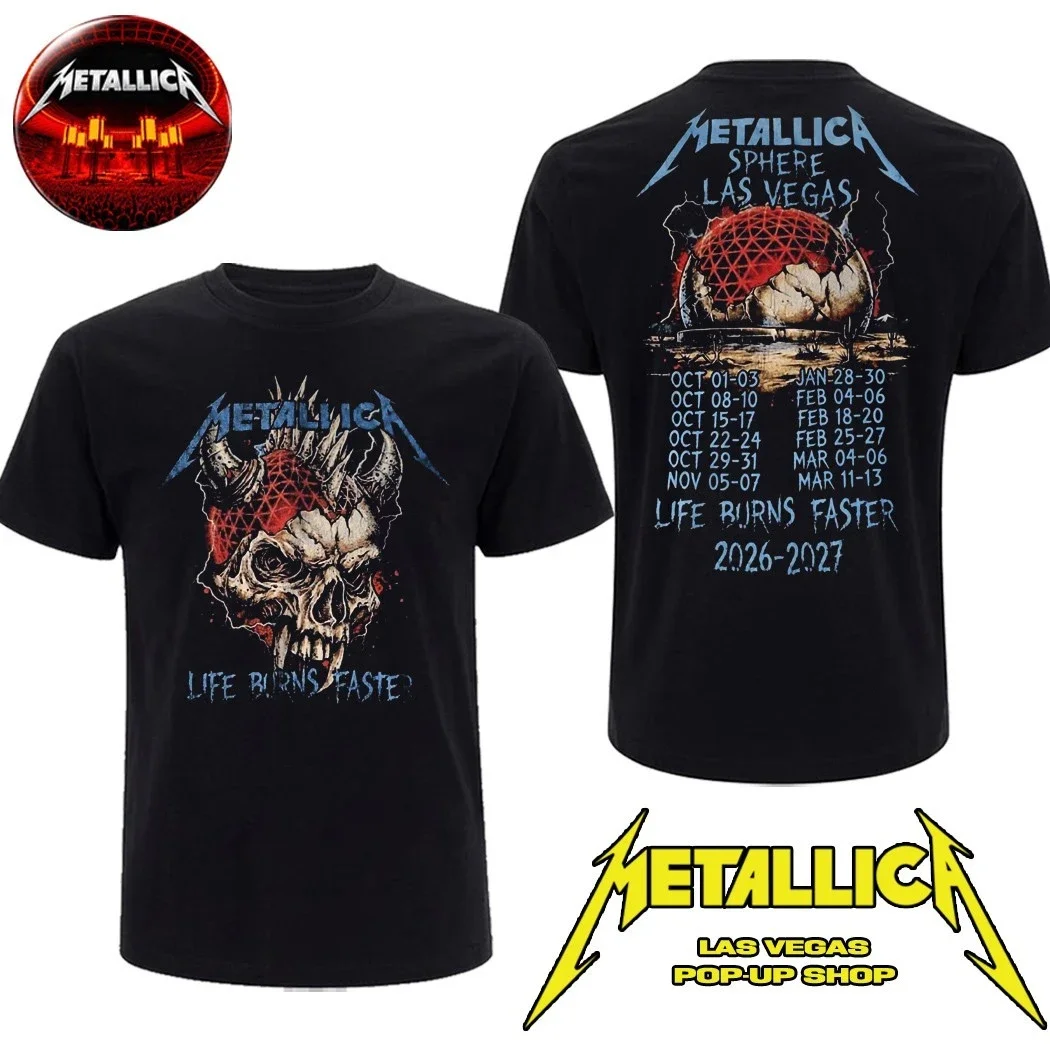 Official Metallica M72 World Tour Las Vegas NV Pop Up Store October 1 & 3 2026 Life Burns Faster Red Beast Apparel T-Shirt Ins view 2