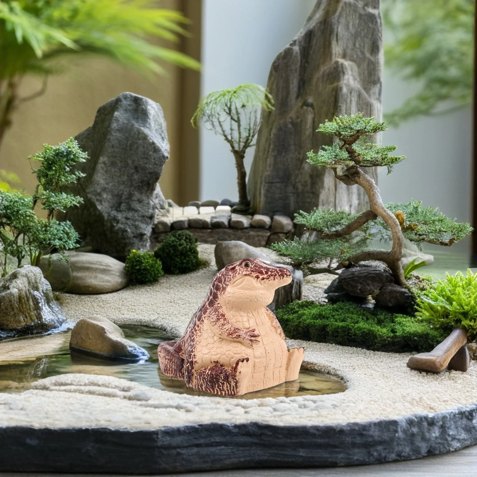 

Outdoor Garden Box Mini Alligator Statue Resin Hidden For Outside Waterproof Hidden Compartment Yard Decor Outdoor Use