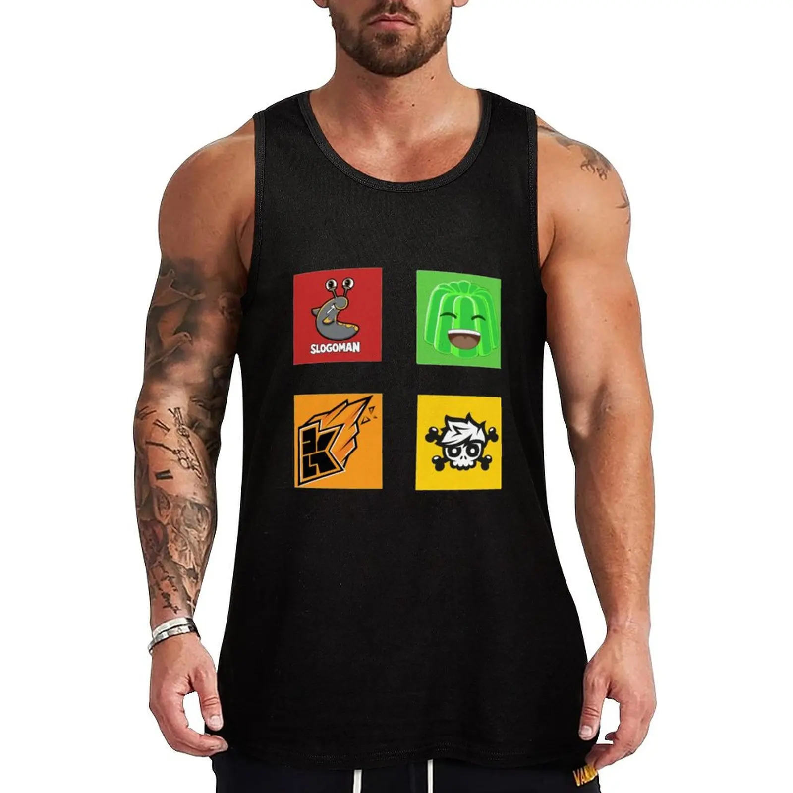 

Slogo Jelly Crainer and Kwebbelkop Tank Top singlets for men Body man Sports shirt man Men's sports t-shirt