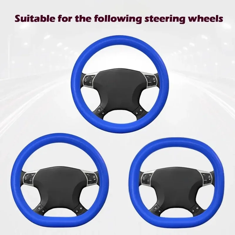 Universal Sporty Thickened Silicone Steering Wheel Cover D-Shaped Anti-Scald Sun-Proof Wear-Resistant Car Handpiece
