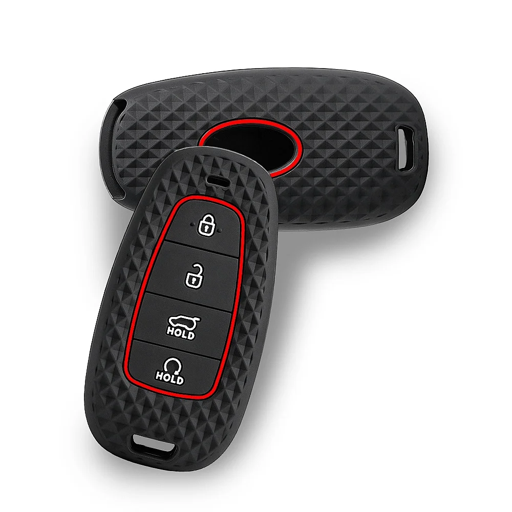 Silicone Car Key Fob Cover For Hyundai Santa Fe Tucson 2022 NEXO NX4 Sport Racing Style Auto Key Shell Remote Key Cover view 5