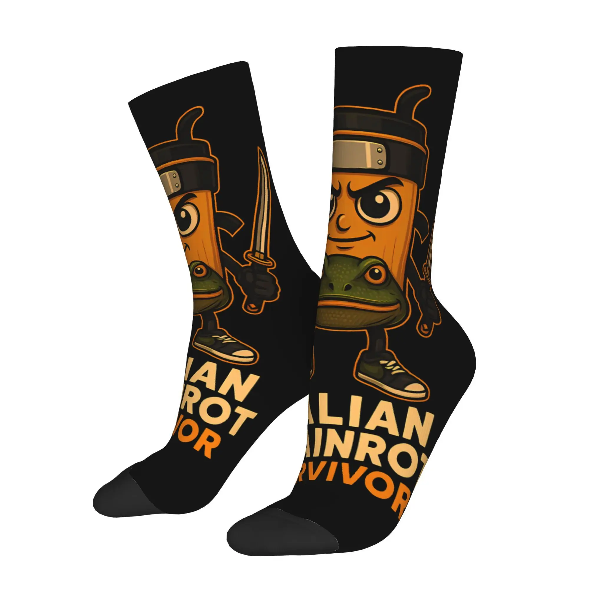 

Brain Rot Meme Italian Brainrot Frogguccino Ninja Warrior Sock Printed Man Polyester Fashion