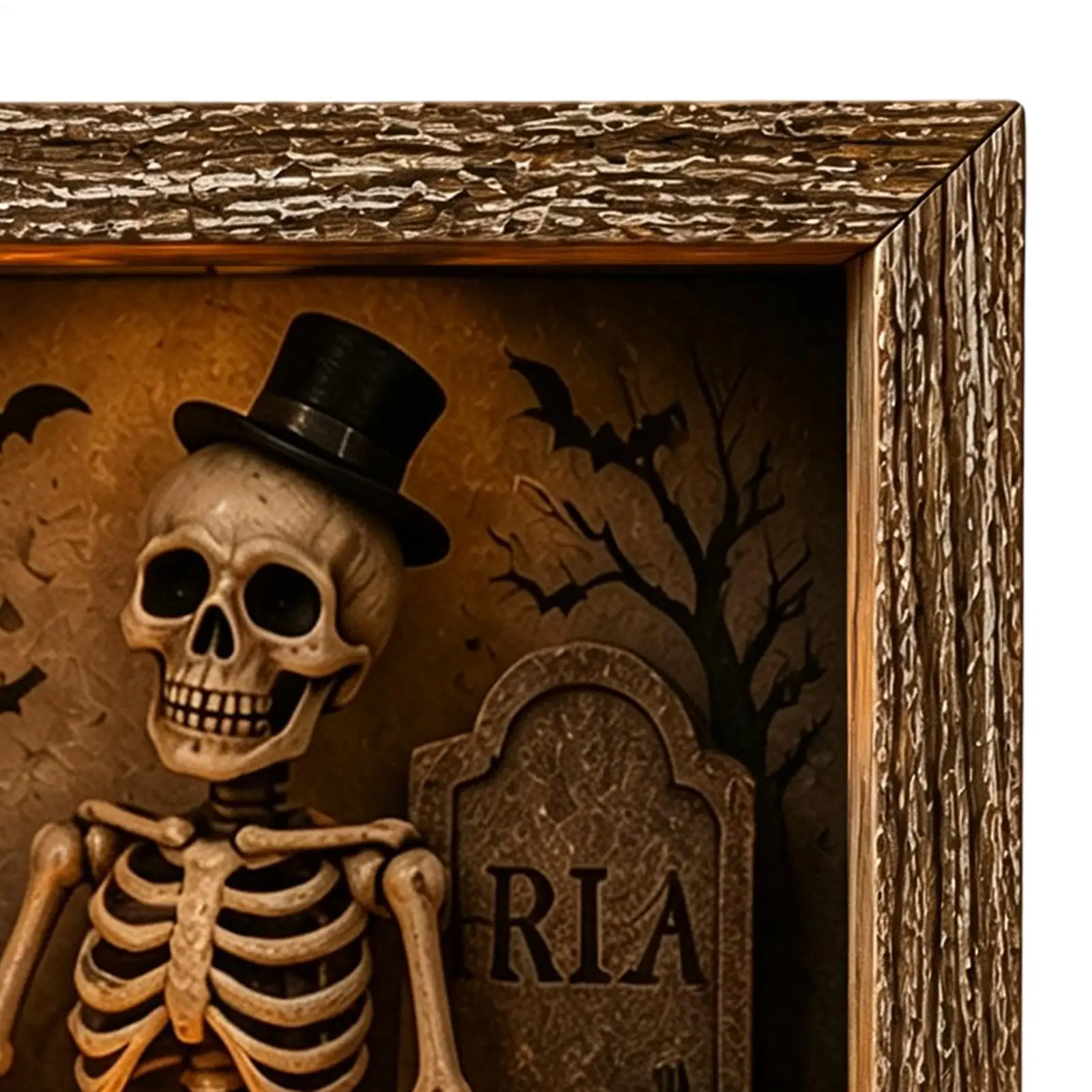 Boîte à souvenirs lumineuse à LED DIY avec cadre en verre marin, ensemble d'ornements 21,5x21,5x3,7cm, décor de table d'Halloween éclairé pour cheminée et dîner