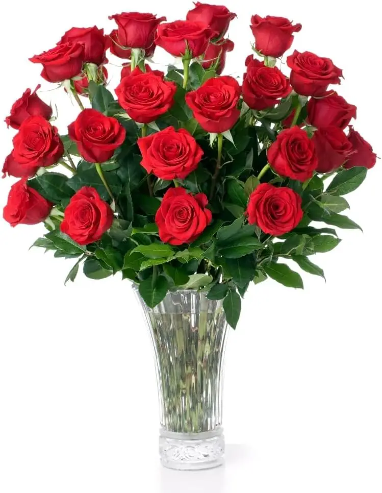 

Свежий букет роз ручной сборки для подарков на день рождения, годовщину - 24 стебля