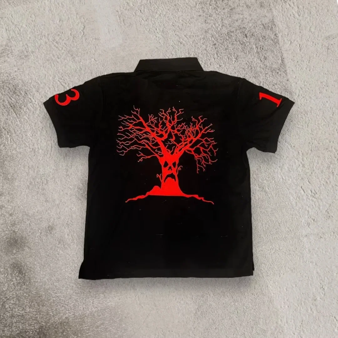 Mens Womens Retro Hip Hop Shirts Y2K Polo Shirts T Shirt Letter Pattern Embroidered Short Sleeve Casual Shirt New Cotton Tops image 2