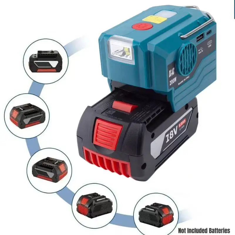 For 18V Bosch Lithium Battery 220 To 110 Voltage Converter DC-AC 200W Portable Inverter Mobile Power Charger (No Battery)