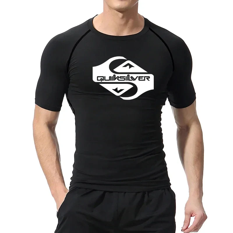 

Men's Compression Surfing T Shirt Tights Quick Dry Short Sleeve Swimwear Tee Male UV Swimming RashGuard Prevent Jellyfish M-3XL