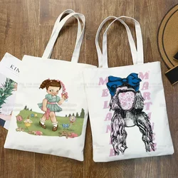 Kawaii K-12 Melanie Martinez Y2K Canvas Shoulder Bag Canvas Tote Eco Shopping Bag Tote Bag Casual HandBag Daily Use