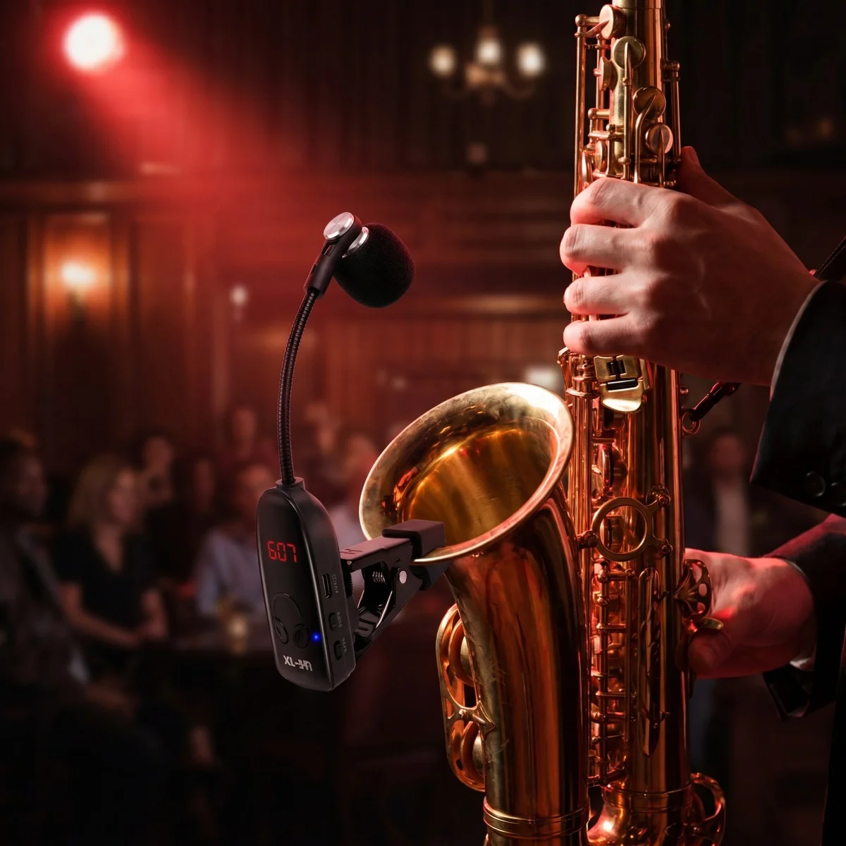 Miwayer UHF Wireless Sax Mic System – Metal Clip, High-Fidelity Capsule, 6.35mm Plug + 3.5mm Adapter, for Stage Practice view 6