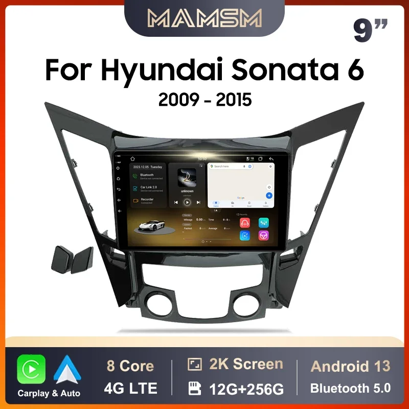 MAMSM Car Radio For Hyundai Sonata 6 YF 2009 - 2014 Android 13 Multimedia Video Player GPS 4G Carplay Autoradio Stereo Head Unit