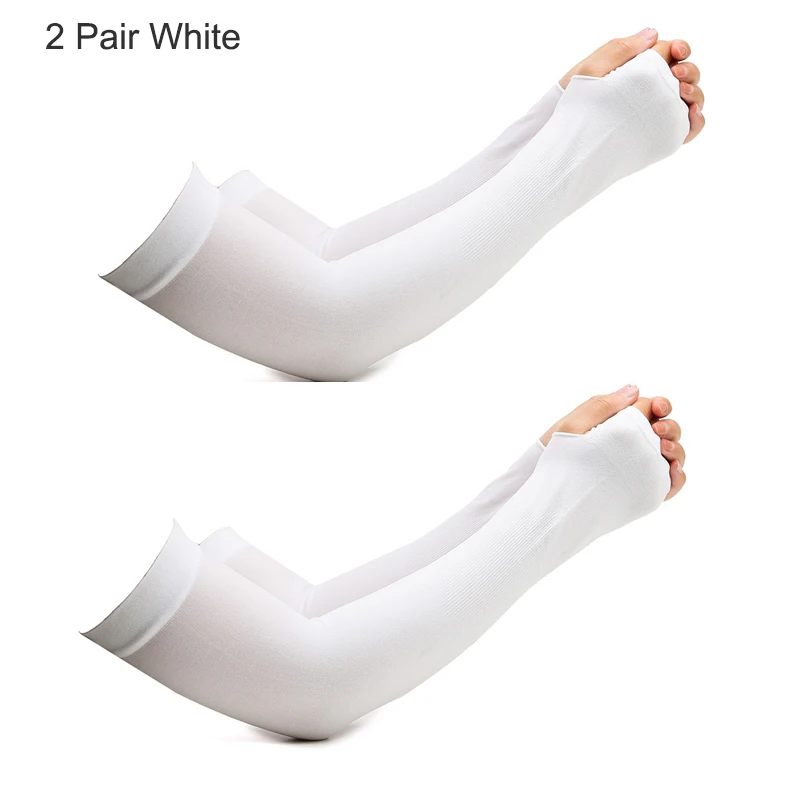 2Pair Summer Ice Silk Long Sleeves Anti-Sunburn Arm Cover Men Women Cuff Cool Hand Sleeves Anti-UV Cycling Arm Sleeve Fingerless