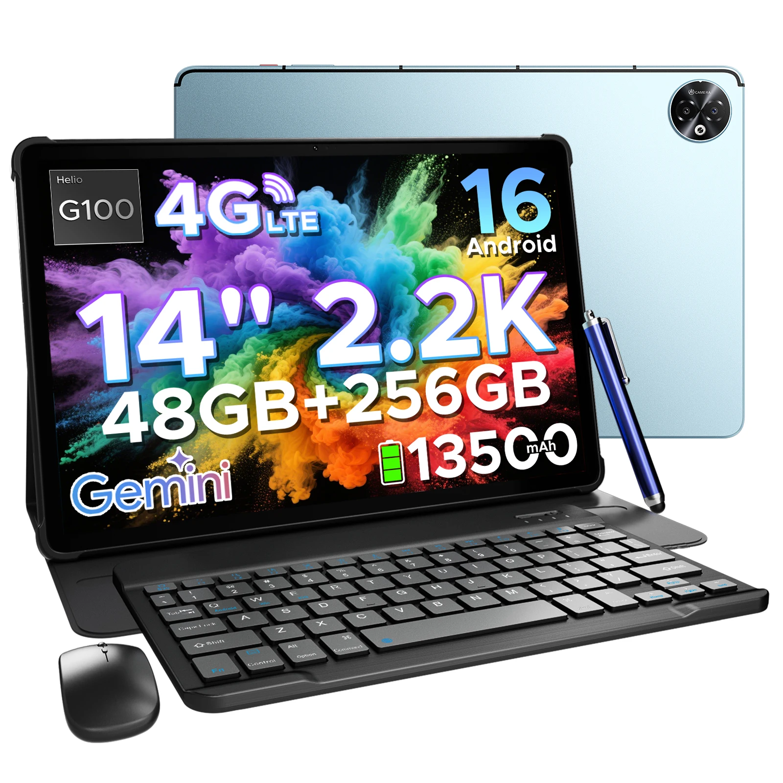 DOOGEE Tab E3 Max 2-in-1 Tablet PC Android 16 Gemini AI 14'' 2.2K Scherm 48GB (8+40) RAM 256GB ROM 13500mAh Batterij Smart Pads