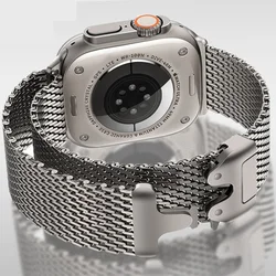 Titanium Official 1:1Strap For Apple watch Ultra Band 49mm S10 46mm 42mm 45mm 44mm Milanese bracelet iWatch 10 9 8 7 6 5 4 3 SE