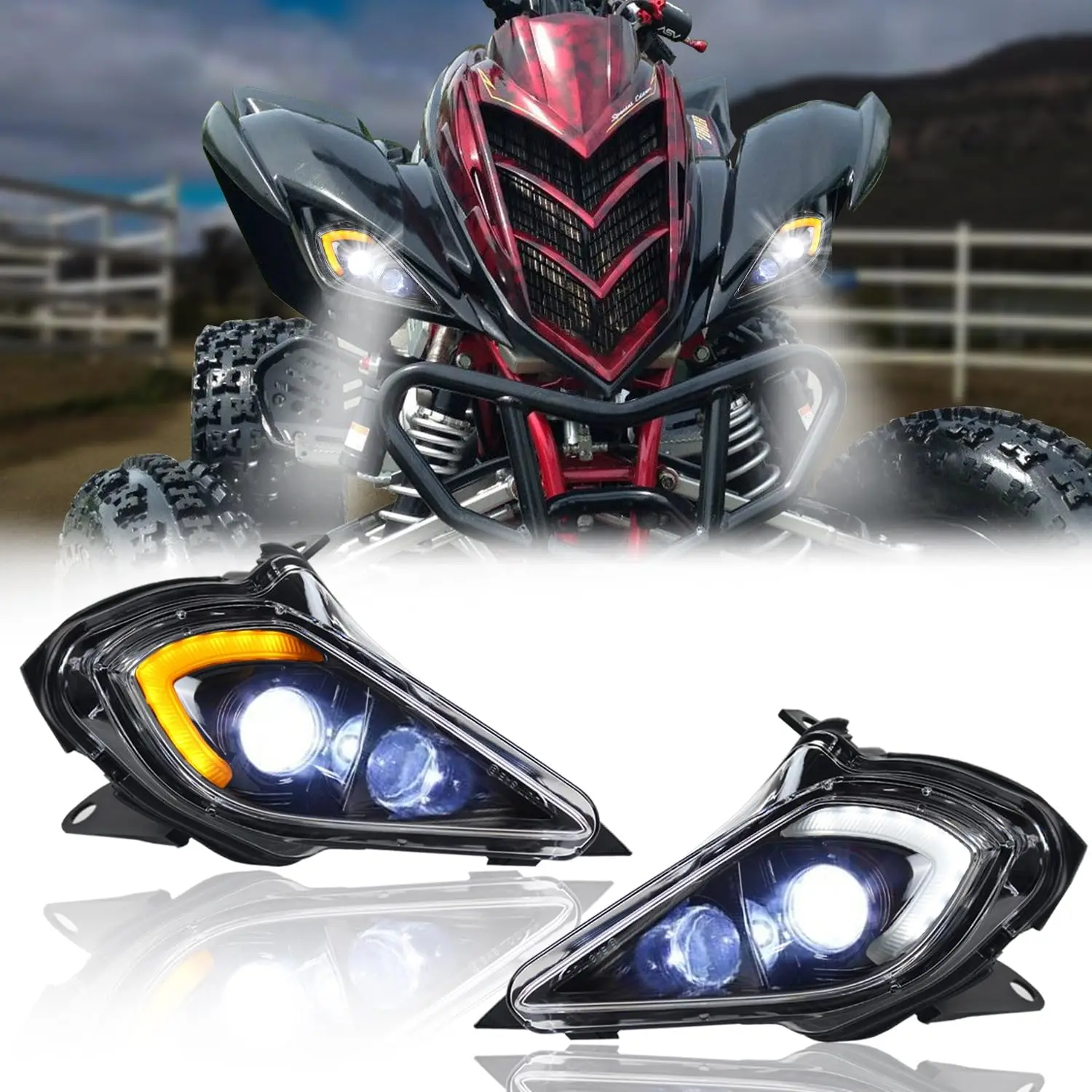 ATV Headlights for Yamaha Raptor 700 350 250 YFZ 450R 450X Wolverine 450 350 Headlight
