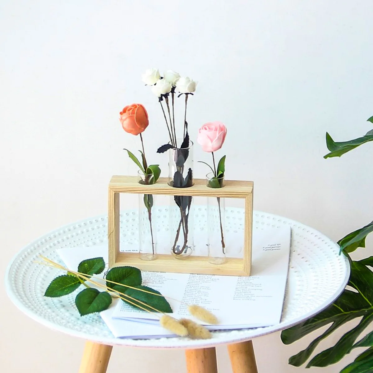 

Natural Hanging Planter Wall Mount Test Tube Vase Hydroponic Plants Pot Flower Display Rack Glass Planter