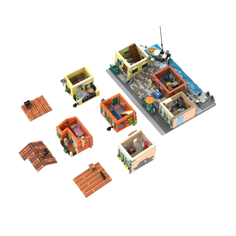 3099 個 MOC-238212 イタリア リビエラ シティ ストリートビュー シリーズ ビルディングブロック ブリック クリエイティブ アーキテクチャ おもちゃ デスクトップデコレーション
