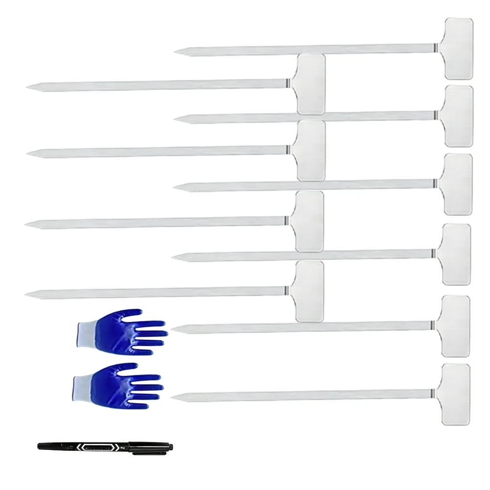 

Набор этикеток для садовых растений из нержавеющей стали 201 (10 этикеток из нержавеющей стали + 1 ручка (случайный узор/цвет) + 1 пара белых перчаток)