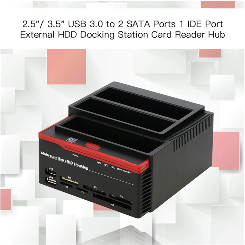 A19E - Uniwersalna stacja dokująca na dyski twarde z dwoma gniazdami, wielofunkcyjna, dla dysków 2.5/3.5 cala IDE i SATA, stacja USB 3.0, wtyczka EU