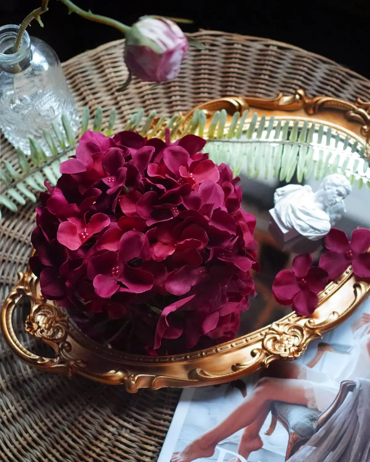 6 Stück 8,7 Zoll Seiden-Hortensien-Blütenköpfe mit Stielen, künstliche Hortensien-Blumen für DIY-Hochzeits-Mittelstück, Heimdekoration – Detail 17
