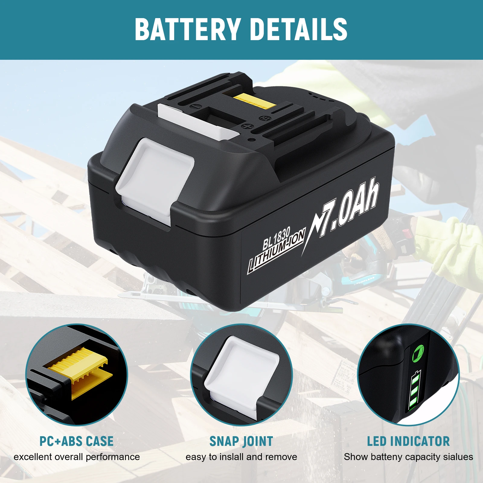 For Makita 18V Drill Tool Battery 7A For Makita Impact Driver 18V Tool For DTD173 BL1830 BL1840 BL1850 BL1860 Power Tool Battery