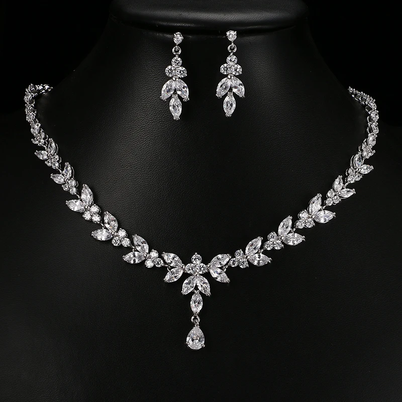 JMK Exquisite Bridal Jewelry Sets Hot Sale AAA Zircon Women Bridesmaid Wedding Jewellery Valentine's Day Party Gift Dropship