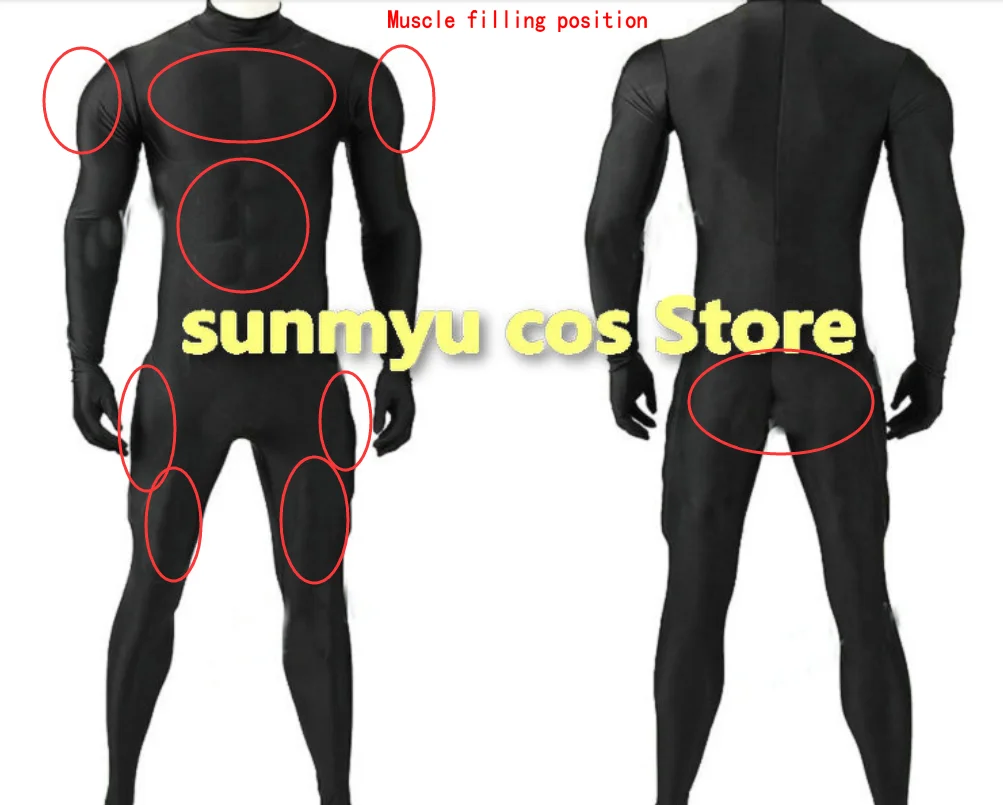 Slight Muscle BodySuit Cosplay Black Bodysuit With hand and feet COLOR CAN BE CHANGED Silk Floss Muscle Shape Costume