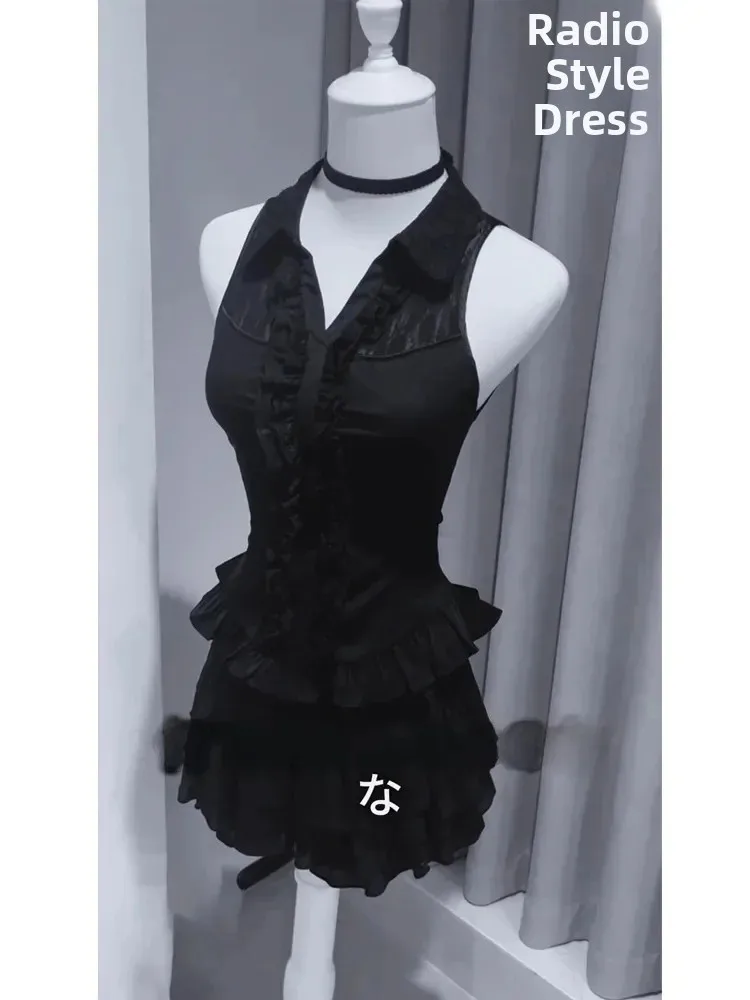 Summer New Style Devil Subculture Sweet Cool Dark Series Sleeveless Shirt Spicy Short Skirt College Style Set Women's Fashion image 3