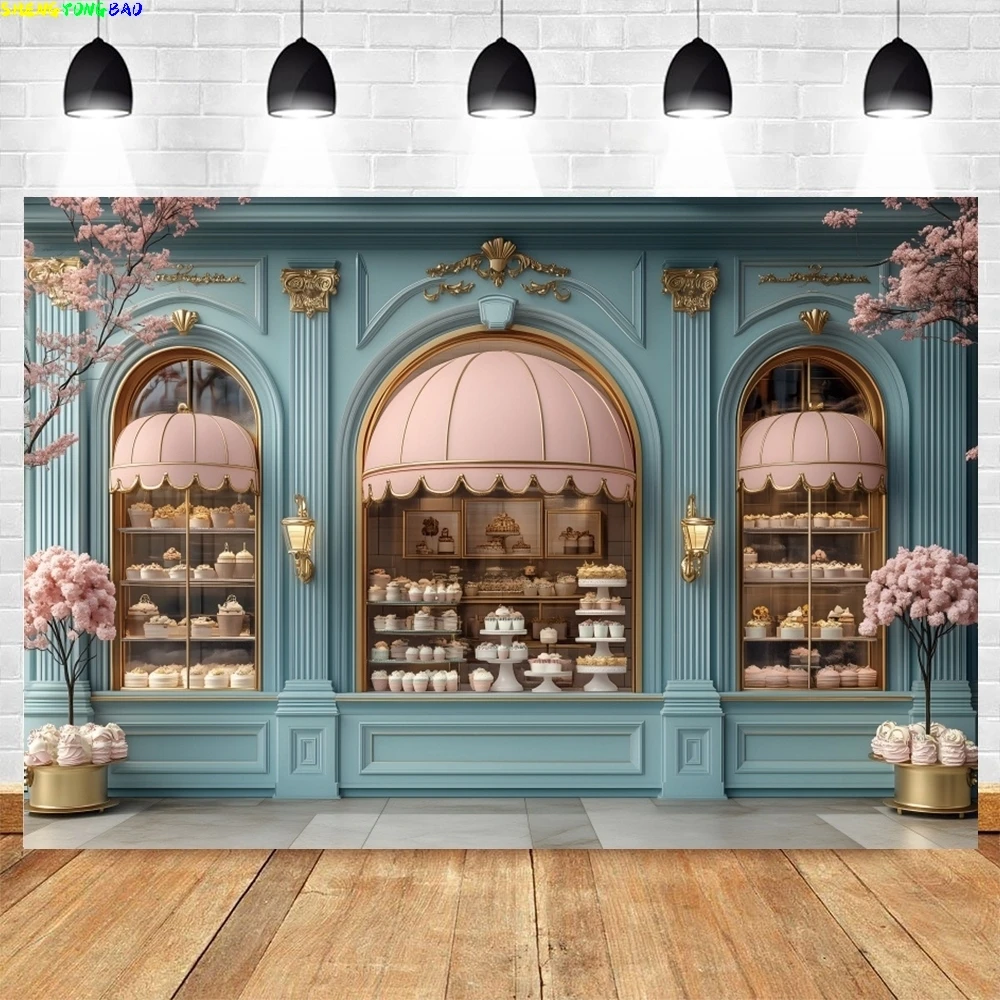 Valentinstag Fotografie Hintergrund Rosa Kuchen Süßigkeiten Schaufenster Liebhaber Kinder Familie Porträt Dekor Hintergrund Foto Studio Requisiten