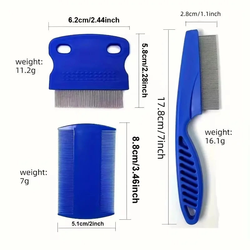 6PCS Flea Lice Cat Dog Metal Deshedding Removal Tear Stain Brush Pet Grooming Comb Kit Tool