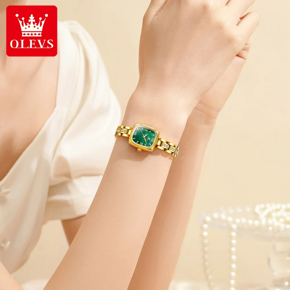 OLEVS 3695 Elegant Fashionable Women Watches Square Quartz Wristwatch Waterproof Watches For Woman Original Lady's Gift Reloj