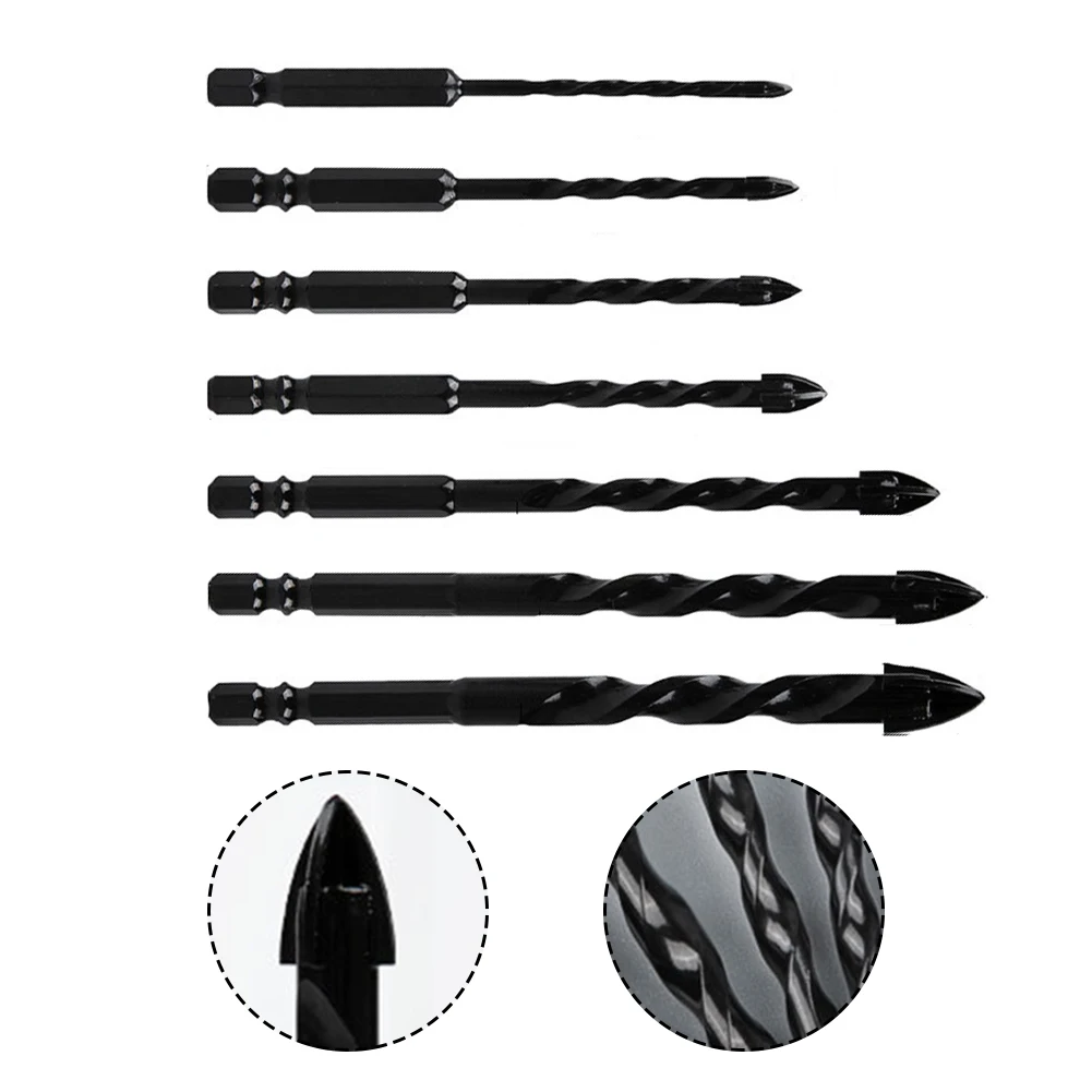 Drill Bit 3/4/5/6/8/10/12mm Tungsten Steel Alloy For Concrete Tile Glass Wood Hole Saw Four-edged Drill Bit Hand Drilll